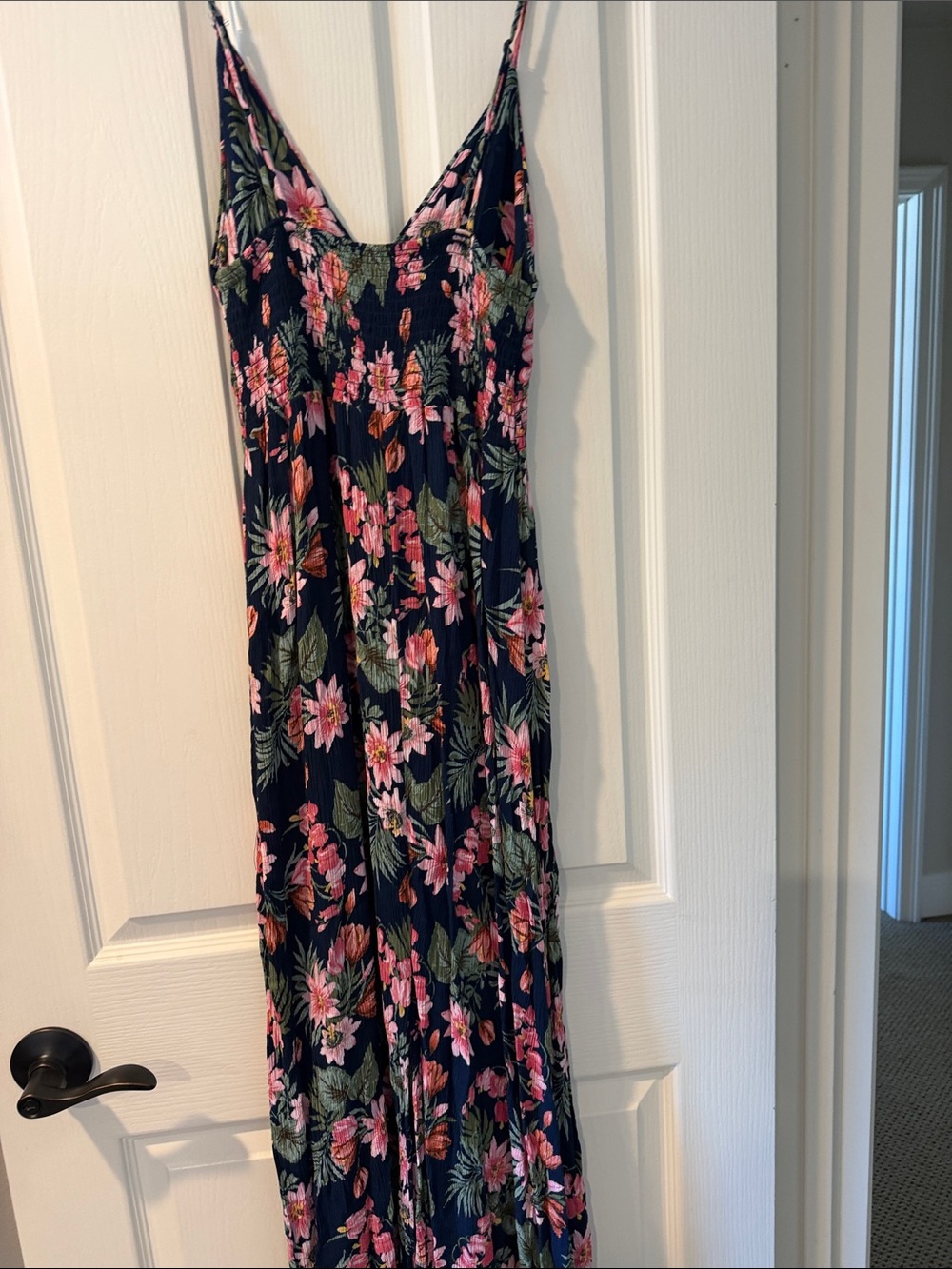 Floral Navy Maxi Dress with Pink & Green Print - Picture 8 of 9